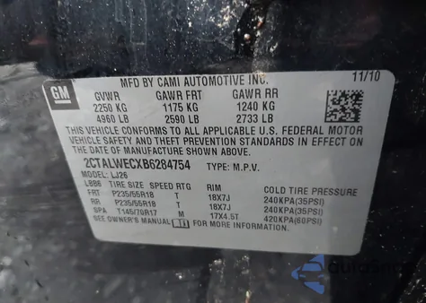 2011 GMC Terrain Slt-2 z USA, uszkodzony, nr VIN 2CTALWECXB6284754